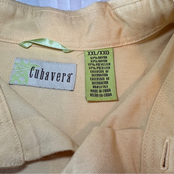 Cubavera Men's Button Down Shirt embroidered w instruments Yellow Cream size XXL - Picture 2 of 13